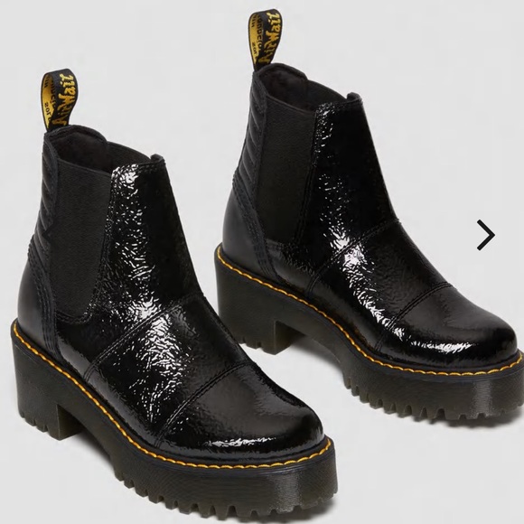 Martens Rozalie Distressed Patent Heeled Chelsea Boots - Main Image